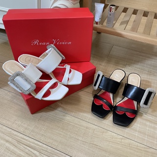 ใหม่!!! Roger Vivier รองเท้าส้นสูง 35-40 เคาน์เตอร์ Ss ประดับเพชรเทียม สองสี สําหรับผู้หญิง 2022