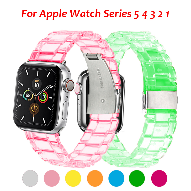 สายนาฬิกาข้อมือแบบใสสําหรับ Apple Watch Band Series 5 4 3 2 1 Iwatch Band 44 / 42 / 40 / 38 มม .
