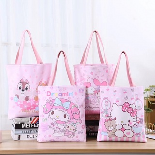 พร้อมส่ง💕 กระเป๋าสะพายไหล่ อเนกประสงค์ tote bag กระเป๋าลายการ์ตูน ซานริโอ้ คิตตี้ เมโลดี้ หนัง PU | Bluerubystore