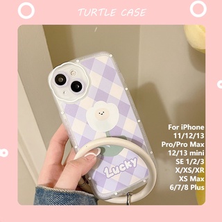 [พร้อมส่ง] เคสโทรศัพท์มือถือ ซิลิโคน ลายตารางหมากรุก Tik Tok ดอกไม้ พร้อมสายคล้องมือ สําหรับ iPhone 14 13 12 11 PROMAX XS XR XSMAX SE2020 6 7 8PLUS MINI