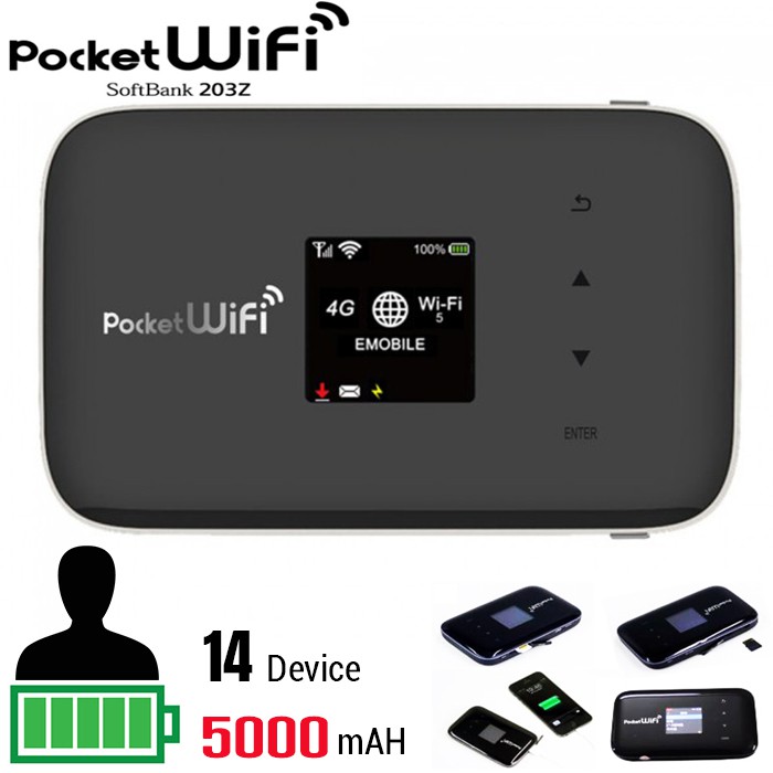 Pocket WiFi Router+PowerBank 203Z unlocked SoftBank Hotspot 4G LTE👉 4G ...