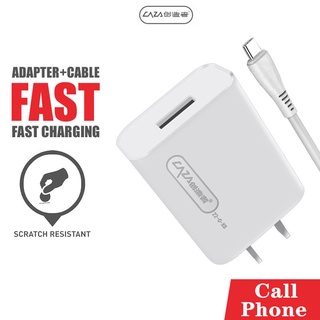 Caza T5 สายชาร์จโทรศัพท์ + หัวชาร์จ (Adapter+Cable) Fast charging ชาร์จเร็ว 6A สูงสุด Output 2.4A