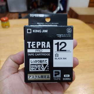 เทป King jim Epson Tepra Pro 12mm SS12KEW-A ดำพื้นขาว 8m 【ใหม่】 ญี่ปุ้น