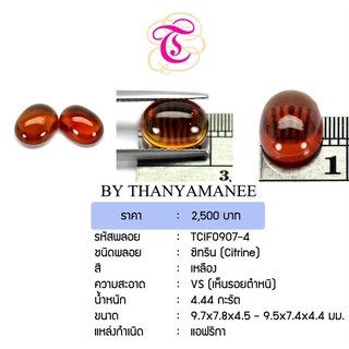 พลอยซิทรีนหลังเบี้ย Citrine ขนาด 9.7x7.8x4.5,9.5x7.4x4.4 มม. พลอยแท้ มีใบรับรอง