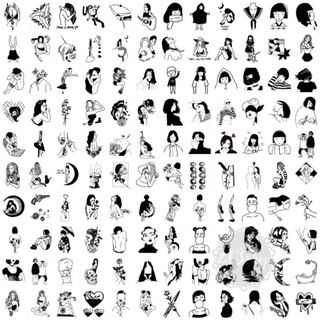 ‼️สุ่มลาย30แผ่น39฿‼️ แทททู แทททูติดผิว สุ่มลายให้30แผ่น ลายมินิมอล