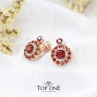 Top1Jewelry ต่างหูเงินแท้ พลอย Garnet แท้