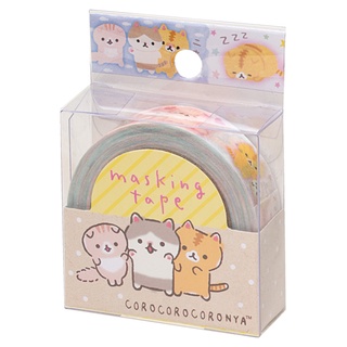 Masking Tape เทปตกแต่งจากญี่ปุ่น ลายแมวขนมปัง Corocoro Coronya ขนาด 1.5 ซม. x 12 ม.