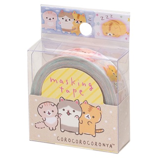 Masking Tape เทปตกแต่งจากญี่ปุ่น ลายแมวขนมปัง Corocoro Coronya ขนาด 1.5 ซม. x 12 ม.