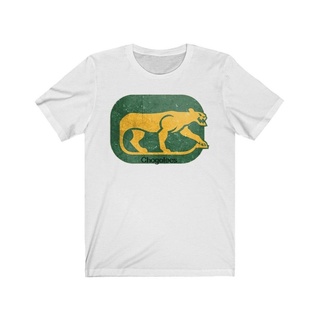 ROUNDคอลูกเรือNeckใหม่ เสื้อยืดลําลอง แขนสั้น คอกลม พิมพ์ลายโลโก้ Chicago Cougars Illinois Cougars Hockey สไตล์เรโทร คลา