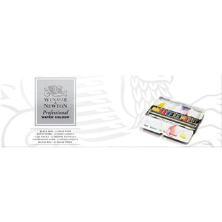 ชุดสีน้ำก้อนสำหรับมืออาชีพ 12 สี Winsor and Newton Professional Water Colour BLACK BOX รหัส 195199