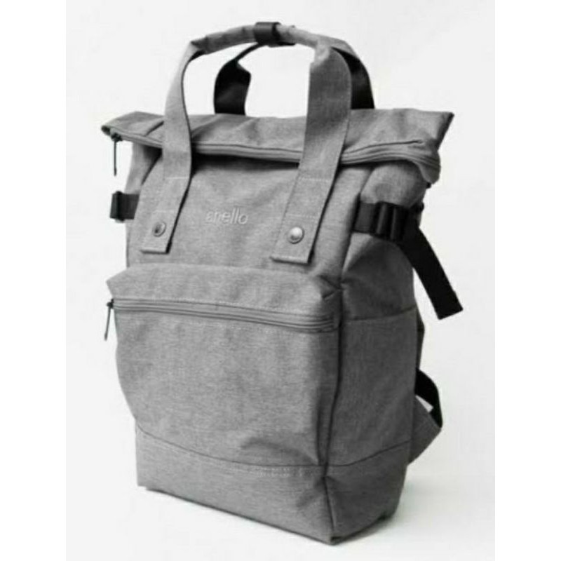 ถูก แท้ กระเป๋าเป้ Anello รุ่น Foldable Backpack สีเทา ของแท้มีช่องใส่โน๊ตบุ๊คได้ ดีไซน์สวย