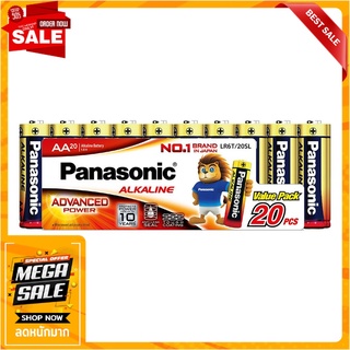ถ่านอัลคาไลน์ PANASONIC AA LR6T แพ๊ค 20 ก้อน ไฟฉายและอุปกรณ์ ALKALINE BATTERY PANASONIC LR6T AA PACK 20
