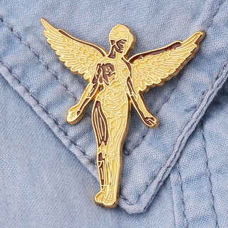 Nivana In Uteruss Enamel Pin ป้ายหมุดโลหะรูปปีกนางฟ้าเครื่องประดับสําหรับสตรี