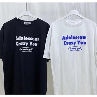 เสื้อยืดโอเวอร์ไซส์ สกรีนลายอักษร Adoescent Crazy You