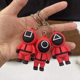 พวงกุญแจ จี้เกมหมึก PVC แบบนิ่ม Squid Game Key Chain