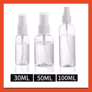 ขวดสเปรย์ (ขวดเปล่า) ขนาด 30 50 100 ml. (ราคา 6-8-10 บาท เรียงตามขนาด) ขวดใส ฝาสีดำ