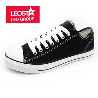 LEO 955 รองเท้าหุ้มส้นผู้หญิง ผู้ชายแบบผูกเชือก รองเท้าผ้าใบไซร์ 37~45 วัดไซร์ก่อนนะคะสี(ดำ,กรม,ขาว)