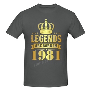 เสื้อยืดอินเทรนด์ขนาดเต็มเสื้อยืดคอกลม แขนสั้น พิมพ์ลายกราฟฟิค Legends Are Born In 1981 41 Years For 41Th สไตล์ฮาราจูกุ