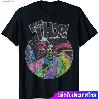 เสื้อยืดยอดนิยม Marvel Avengers The Mighty Thor Distressed Retro Portrait T-Shirt Short sleeve T-shirts