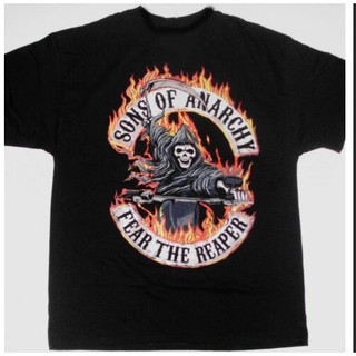 เสื้อยืดผ้าฝ้ายเสื้อยืดลายกราฟฟิก Anarchy Sons Of Fear The Reaper FlameL XL  XXL 3XL