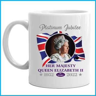 Queen Elizabeth Mourning Mug 1952-2022 แก้วมักแพลตตินัม Jubilee Queen Elizabeth II