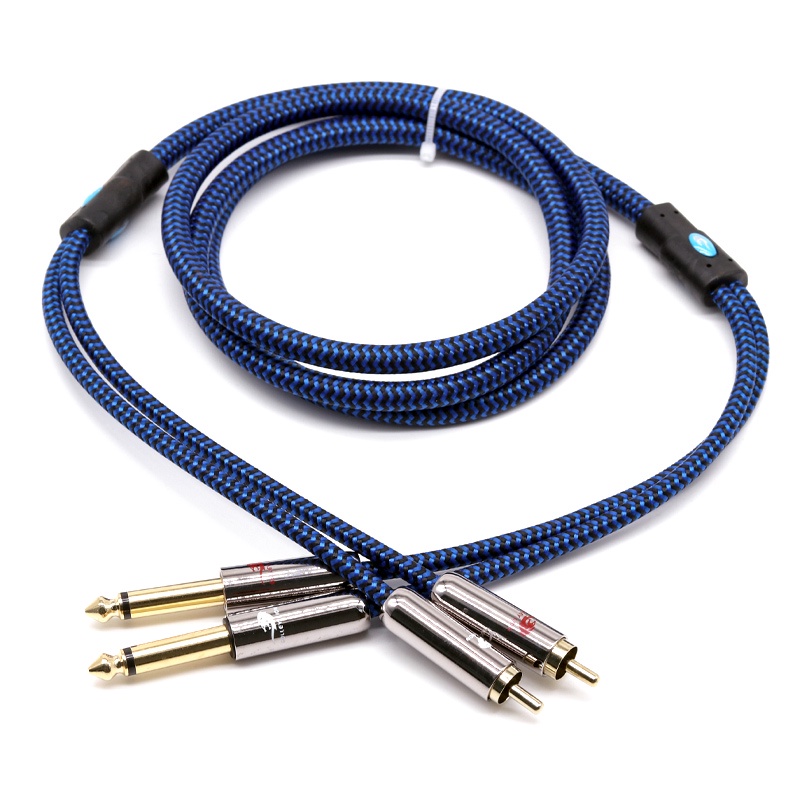 Golley สายเคเบิ้ลเสียงสเตอริโอ Rca To Dual 1/4 นิ้ว Ts 6.5 มม. สีฟ้า ราคา ถูกที่สุด ดีลบีเคเค แกลเลอรีภาพที่ 4