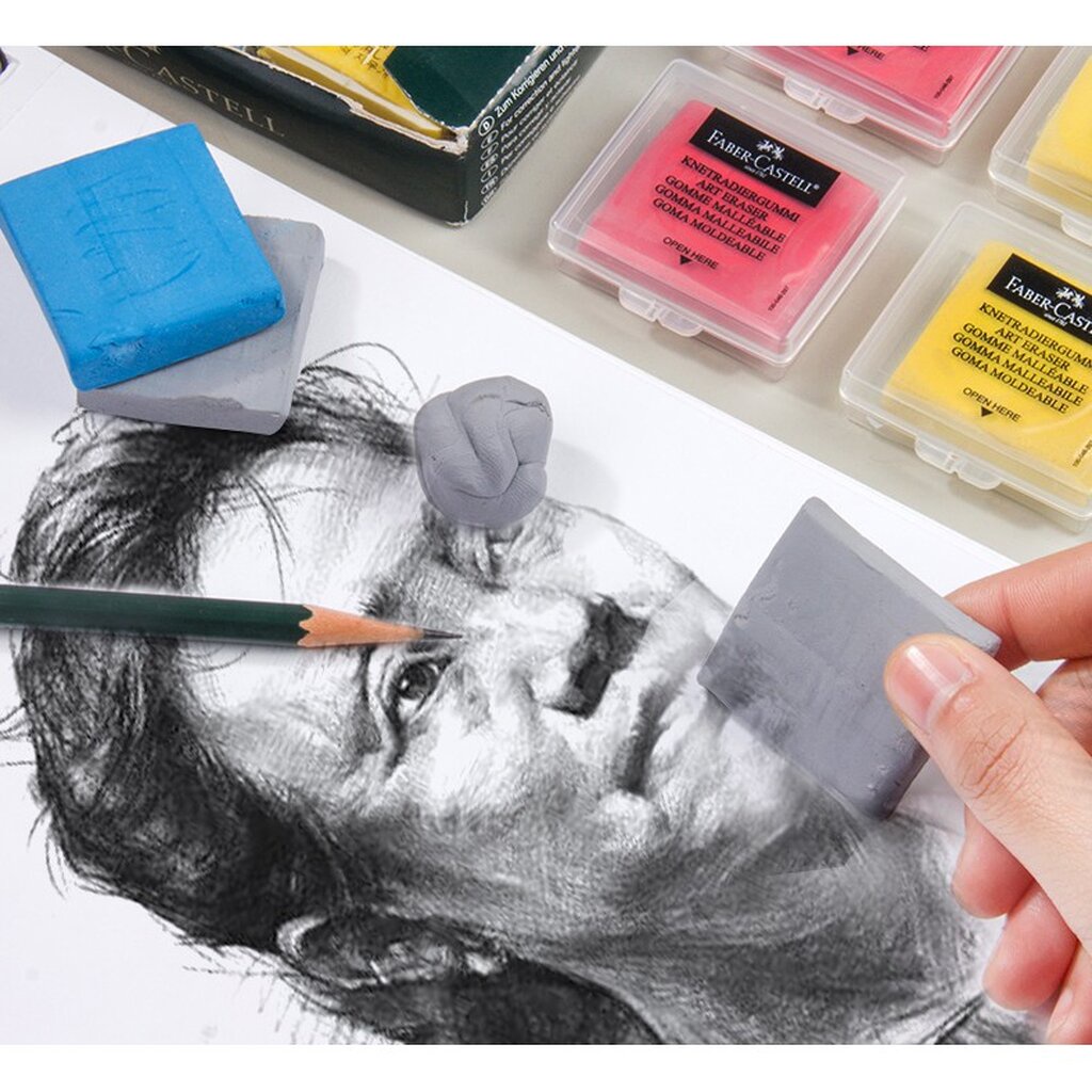 Faber-Castell Eraser ยางลบดินน้ำมัน ยางลบซับคาร์บอน Knetgummi Art (มีกล่องพลาสติกตามภาพ)