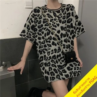 พร้อมส่ง เสื้อครอปแขนสั้น ลายเสือ oversize สตรีท เสื้อผ้าแฟชั่นเกาหลีน่ารัก เสื้อยืดโอเวอร์ไซส์ผู้หญิง เนื้อผ้าดี