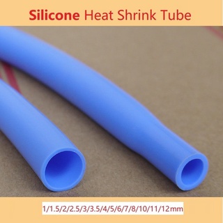 Blue Silicone Heat Shrink Tube ท่อหดความร้อนซิลิโคน 1.7:1 เส้นผ่าศูนย์กลาง  0.8 มม.~15 มม. ยืดหยุ่น อุณหภูมิสูง 2500V DIY สีฟ้า 1/2 เมตร