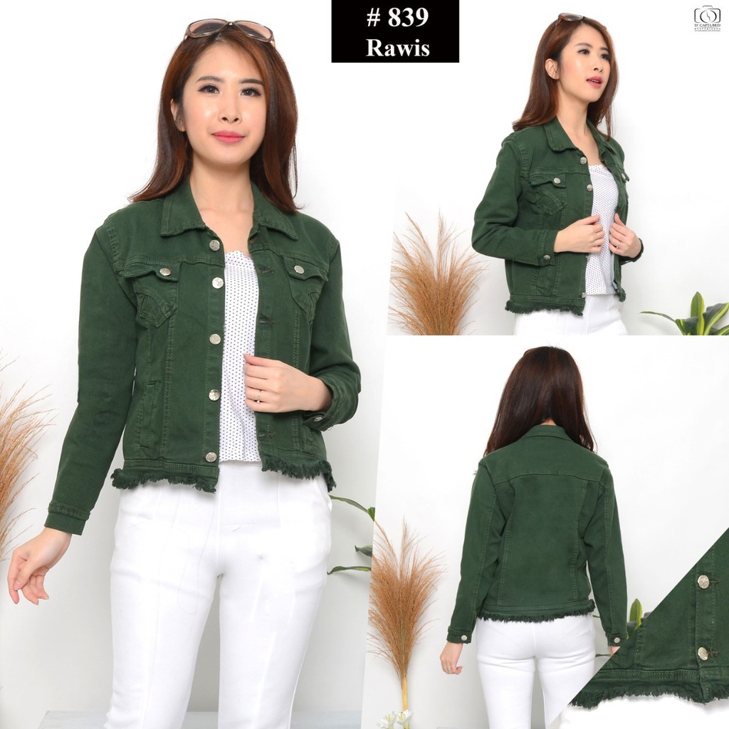 HIJAU Asia Mode Green Rawis Jeans Jacket / Bottle Green Jacket / Tassel Jeans Jacket / Army Green Ja