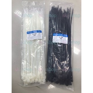 สายเคเบิ้ลไทร์ cable ties แบบหนา ขนาด 6 8 10 12 นิ้ว 100ชิ้น