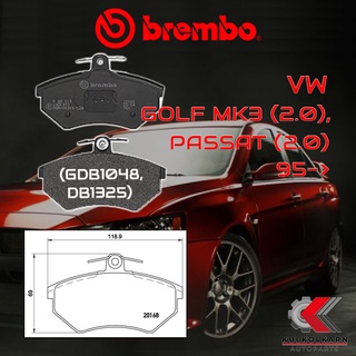 ผ้าเบรคหน้า BREMBO VW Golf MK3 (2.0), Passat (2.0) ปี 95-&gt; (P85015B)