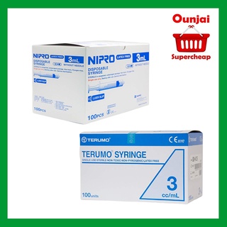 ไซริงค์พลาสติก,กระบอกฉีดยา SYRINGE NIPRO / Terumo  ขนาด 3 ml บรรจุ 100 ชิ้น