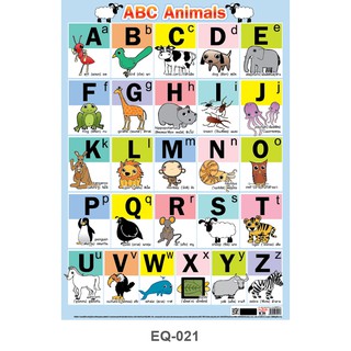 (KTS)โปสเตอร์กระดาษ OST แบบหัดอ่าน A-Z  EQ-021 ABC Animals (50x70cm.)