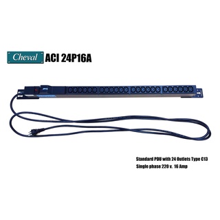 CHEVAL ACI24P16A Standard PDU with IEC60320F C13 24 Outlet 16 Amps, IEC 309 ปลายปลั๊กเป็นหัว 3P สายยาว 4 เมตร (PDU)