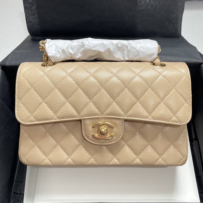 NEW CHANEL CLASSIC 9" beige caire