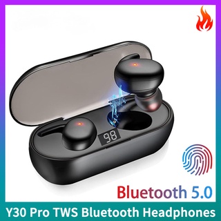 Y30 Pro TWS หูฟังบลูทูธ 5.0 พร้อมจอแสดงผล LED ควบคุมแบบสัมผัส True Stereo Music Hifi เบส กีฬา เล่นเกม หูฟังไร้สาย