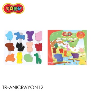 TORU (โทรุ) สีเทียนรูปสัตว์ 12 สี สีเทียนสำหรับเด็ก ปลอดสารพิษ