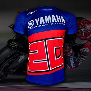 เสื้อยืด,คอกลม T-shirt MotoGP เสื้อโมโตจีพี สำหรับแฟนคลับ Yamaha Factory Racing #MG0051 รุ่น Fabio Quartararo (V.1)