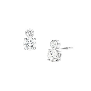 Geminine Jewelry - ต่างหูเงินแท้ 925 ชุบทองคำขาว ต่างหูพลอยแท้ - Lucky Drops Diamond ต่างหูร่ำรวย 