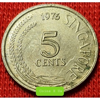 เหรียญต่างประเทศ สิงคโปร์ ปี 1967 - 1985 ชนิด 5 cents  ขนาด 16.25 มม. ปีลึกผ่านใช้สวยน่าสะสม