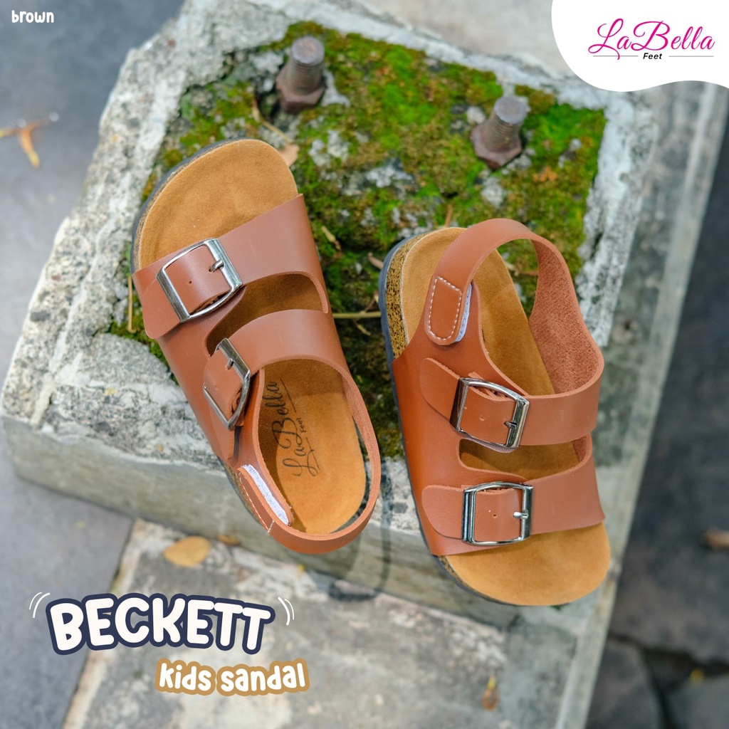 รองเท้าแตะ Beckett by Labella - รองเท้าแตะเด็ก Unisex รุ่น Semi-Flat ไซส์ 27 และ 32 วัสดุหนังสังเครา