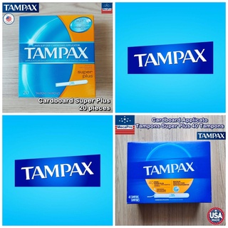 Tampax® Cardboard Super Plus Tampons 20, 40 Count ผ้าอนามัยแบบสอด สำหรับวันมามาก ปราศจากน้ำหอม สีย้อม และสารฟอกสี