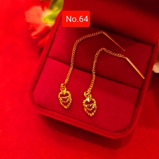 No.64 ต่างหูแฟชั่นแบบยาวลายหัวใจซ้อนห้อย