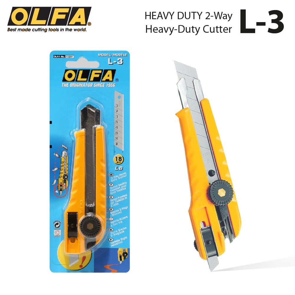 มีดคัตเตอร์ ขนาดใหญ่ Olfa รุ่น L-3 (18 Mm.) ของแท้จากญี่ปุ่น งานตัดตรง  งานตัดลาย Heavy-Duty Cutter / ใบมีด Lb-10 [S24] | Shopee Thailand