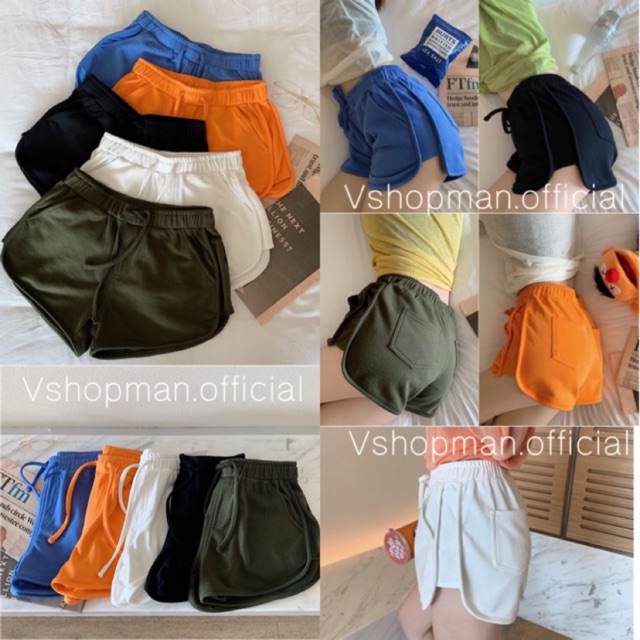 พร้อมส่ง กางเกงขาสั้นเอวยางยืด สไตล์เกาหลี