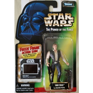 Star wars Power of the Force 2 Freeze Frame Card Han Solo with blaster pistol 3.75"