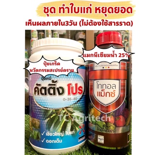 ชุดยาทุเรียนทำใบแก่ หยุดยอดอ่อน ใบแก่ไวภายใน3วัน ไม่ต้องใช้สารราด 1ชุดผสมน้ำได้1000 ลิตร*คัตติ้งโปร+โททอลเม็กซ์*