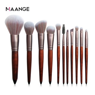 MAANGE แปรงแต่งหน้า 11 ชุดแปรงแต่งหน้า ด้ามไม้และขนไนล่อนอย่างดี แปรงปัดแก้ม Make up Brush Set