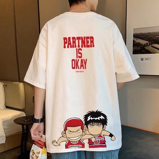 เสื้อยืดลําลอง แขนสั้น คอกลม พิมพ์ลายตัวอักษร ทรงหลวม สไตล์เกาหลี แฟชั่นฤดูร้อน สําหรับผู้ชาย และผู้หญิง【M-8XL】